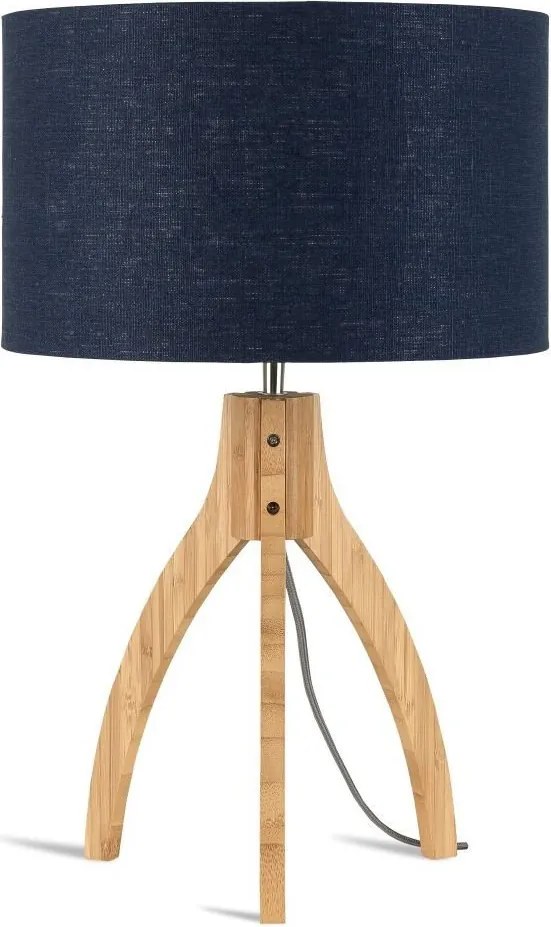 Lampa de masa cu trepied, realizata din materiale naturale, durabile si ecologice, Annapurna albastru