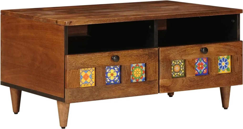 vidaXL Cabinet TV cu sertar castan 70 x 33 x 46 cm Lemn de mango solid