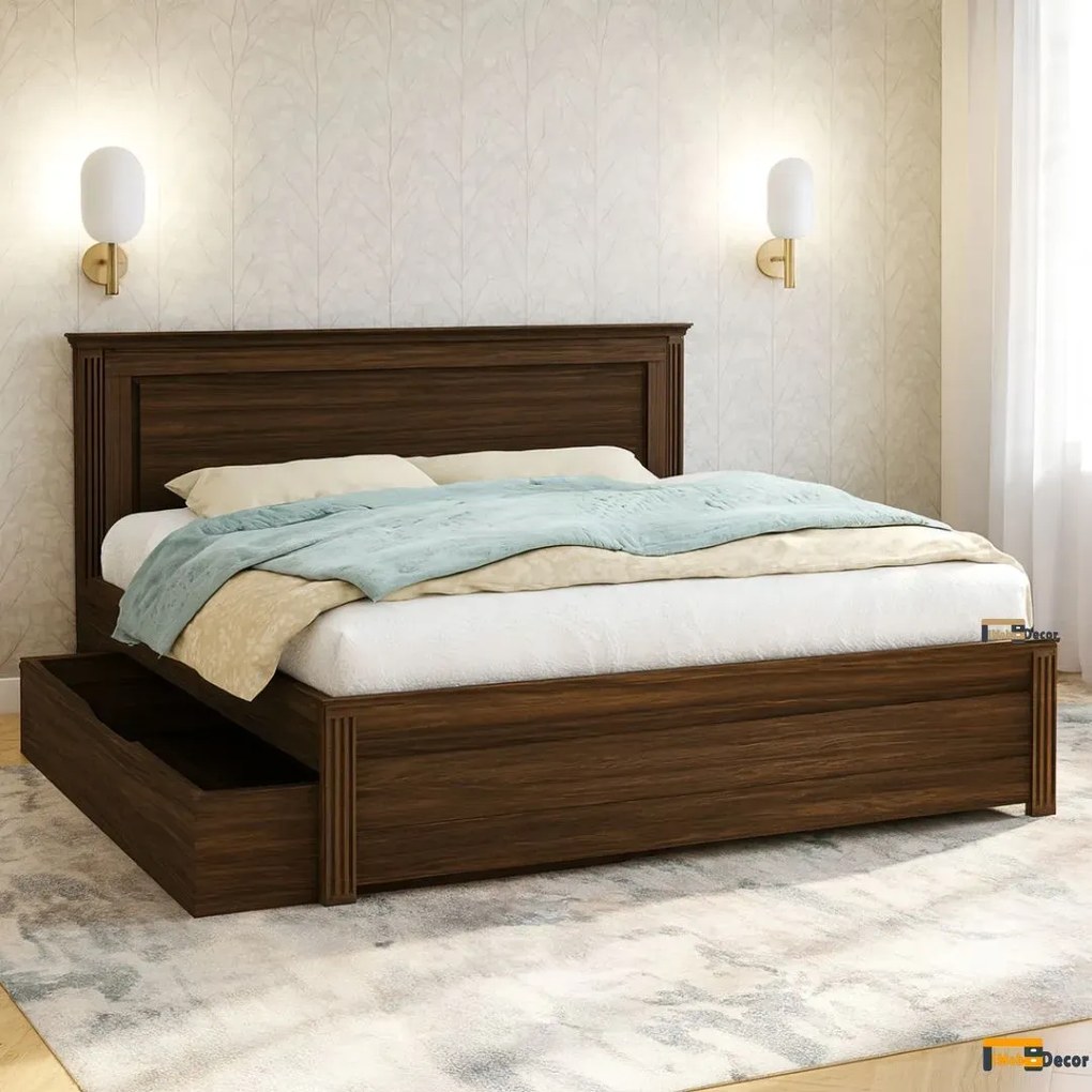 Pat Louis cu sertar lemn masiv tei 160x200