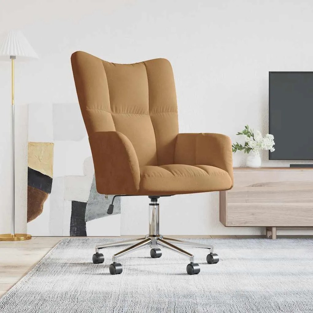 328169 vidaXL Scaun de relaxare, maro, catifea