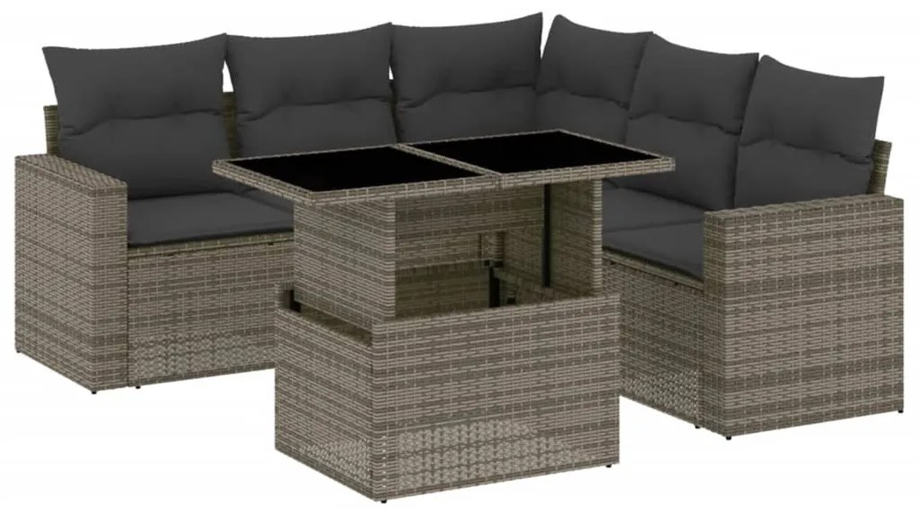 3267270 vidaXL Set mobilier grădină cu perne, 6 piese, gri, poliratan