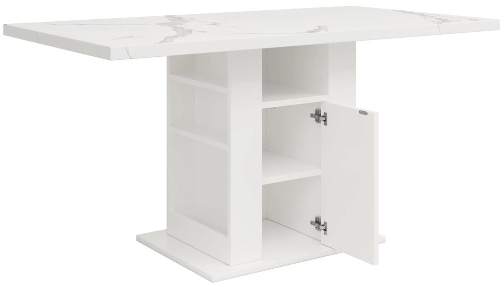 Masă de dining cu spațiu de depozitare, Alb | Aosom Romania