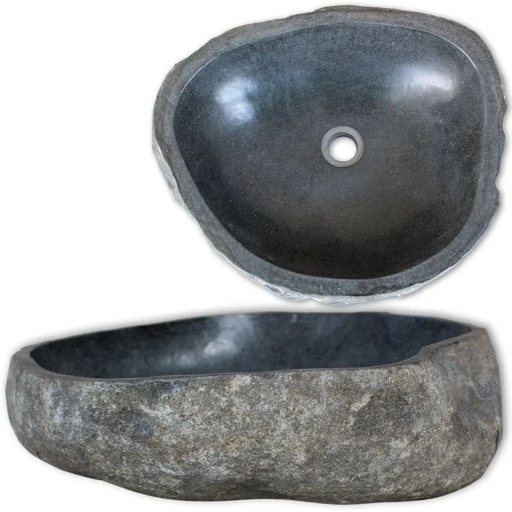 vidaXL Chiuvetă din piatră de râu, 38-45 cm, ovală
