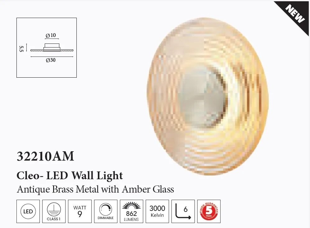 Aplica LED metal alama antique sticla chihlimbar Cleo