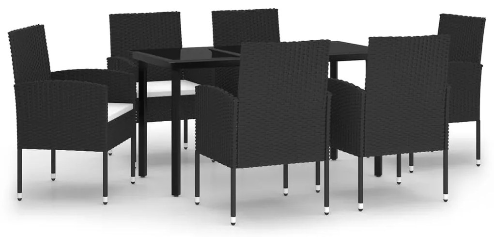 3099604 vidaXL Set de servit masa pentru grădină, 7 piese, negru