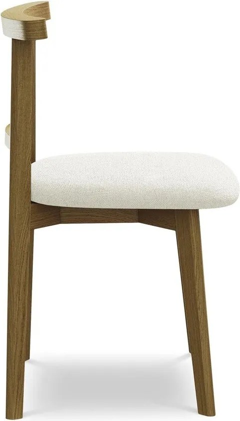 Scaun de dining crem din lemn masiv Ohelo – Makamii