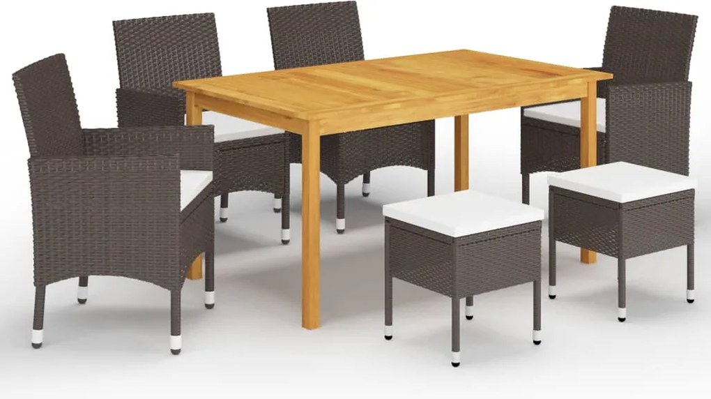 vidaXL Set de masă pentru grădină, 7 piese, maro