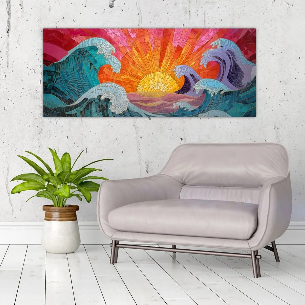 Tablou - Mozaic de valuri (120x50 cm)