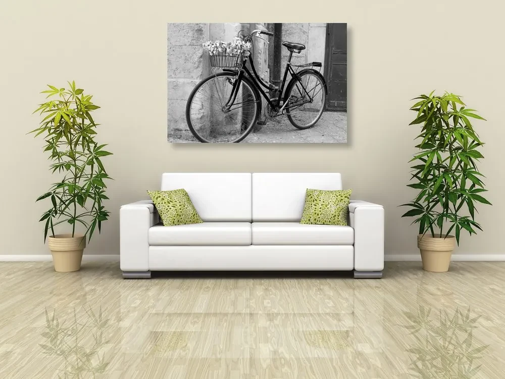Tablou bicicletă rustică în design alb-negru