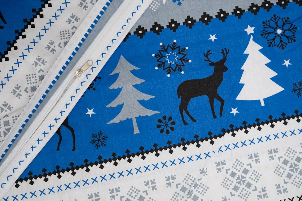 Lenjerie de pat bumbac WINTER REINDEER albastru Dimensiune lenjerie de pat: 70 x 90 cm | 140 x 200 cm