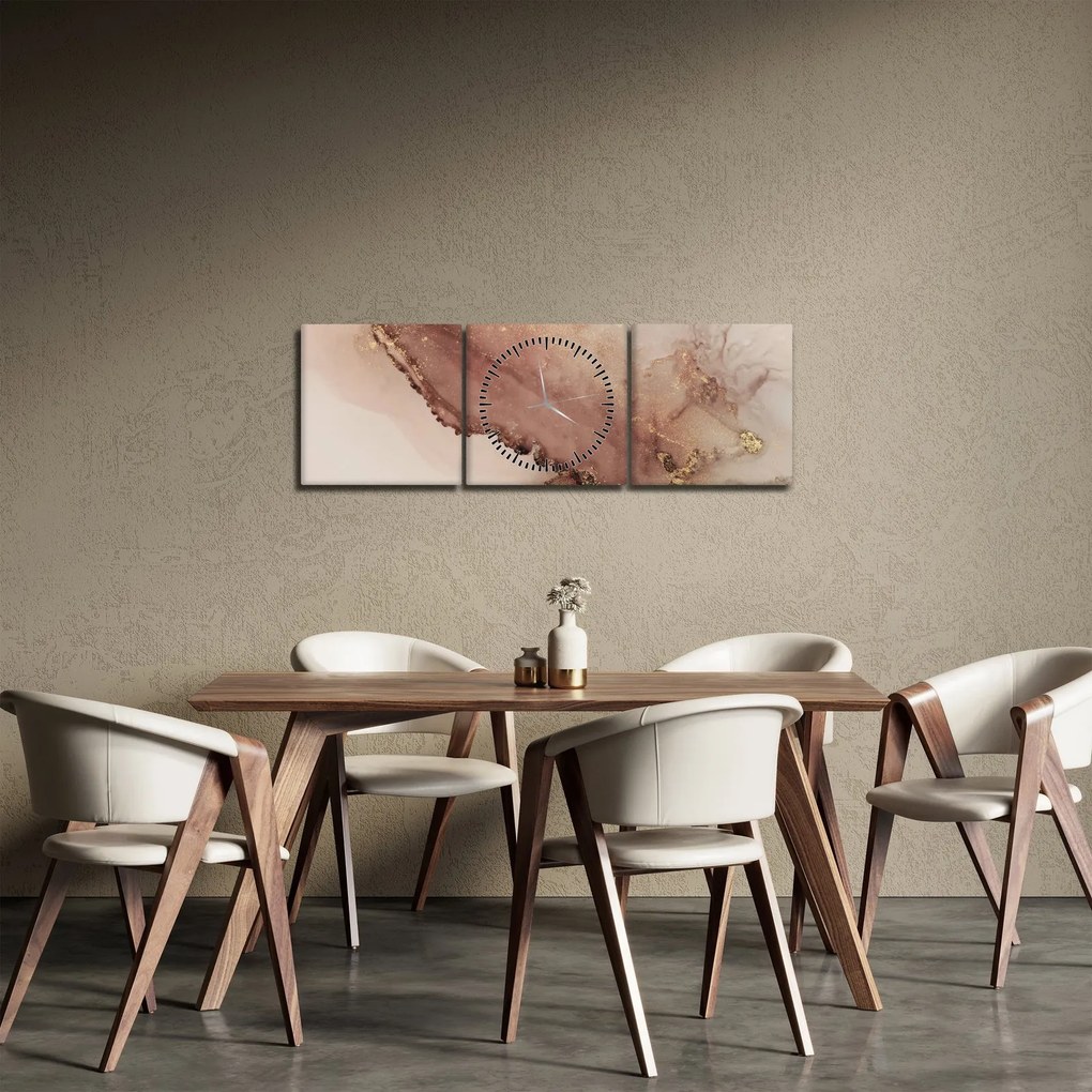 Tablou - Sclipici auriu (cu ceas) (90x30 cm)