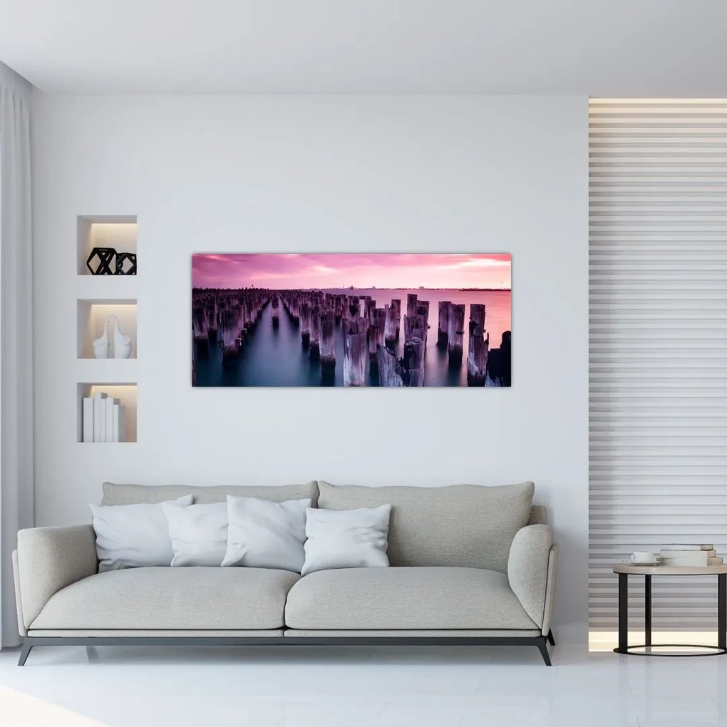 Tablou cu pari din lemn (120x50 cm)