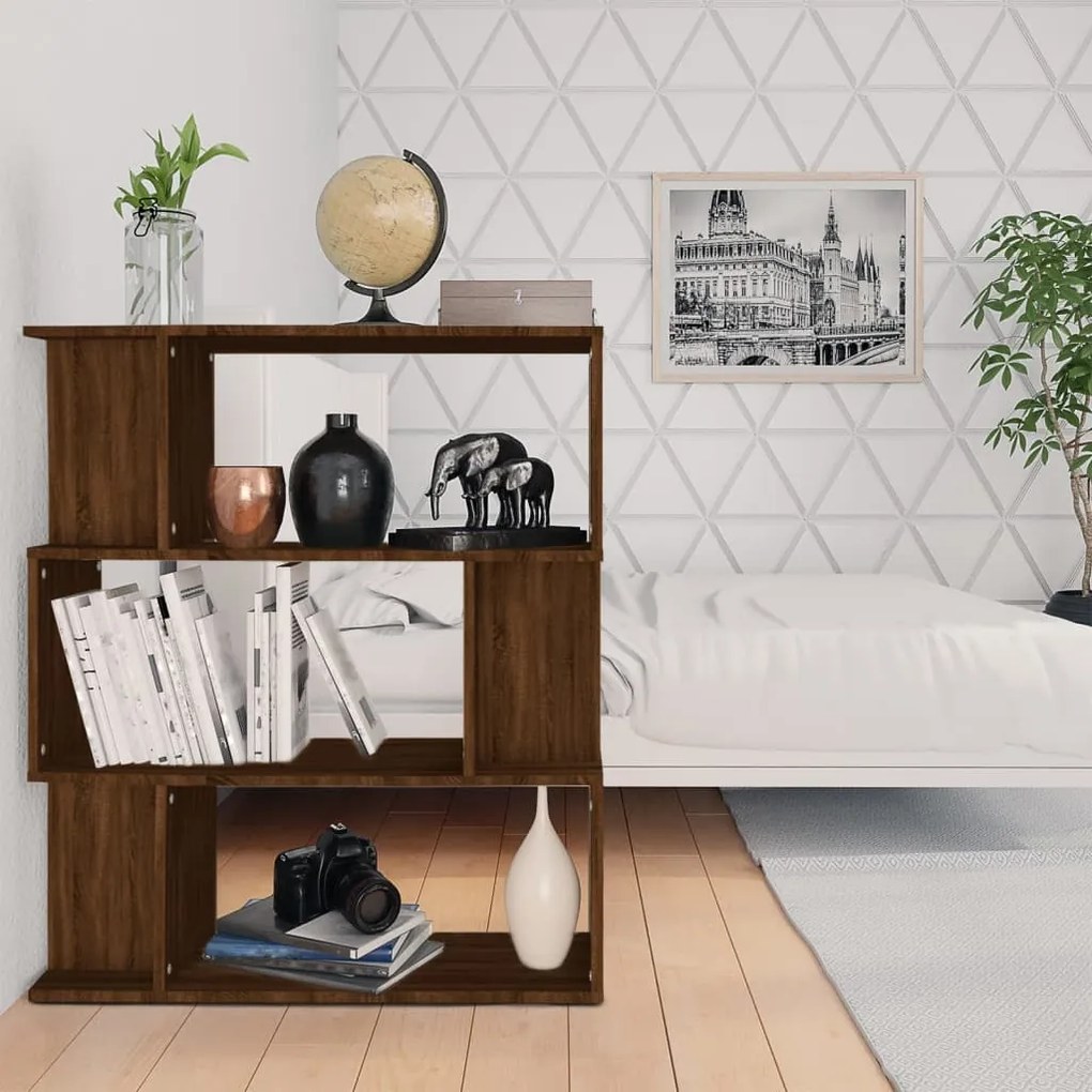 vidaXL Bibliotecă/Separator, stejar maro, 80x24x96 cm , lemn prelucrat