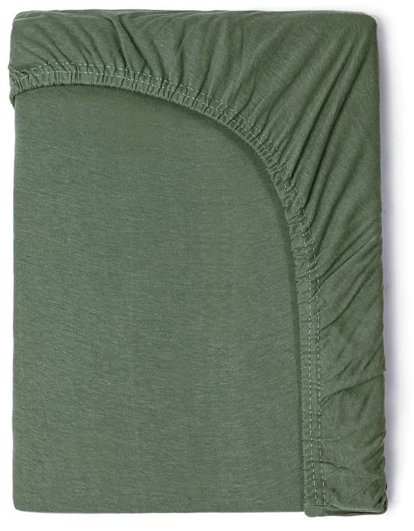 Cearșaf elastic din bumbac pentru copii Good Morning, 60 x 120 cm, verde