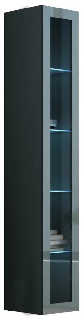 Vitrină Zylia (Gri + Gri lucios) (iluminat LED RGB color). 1058209