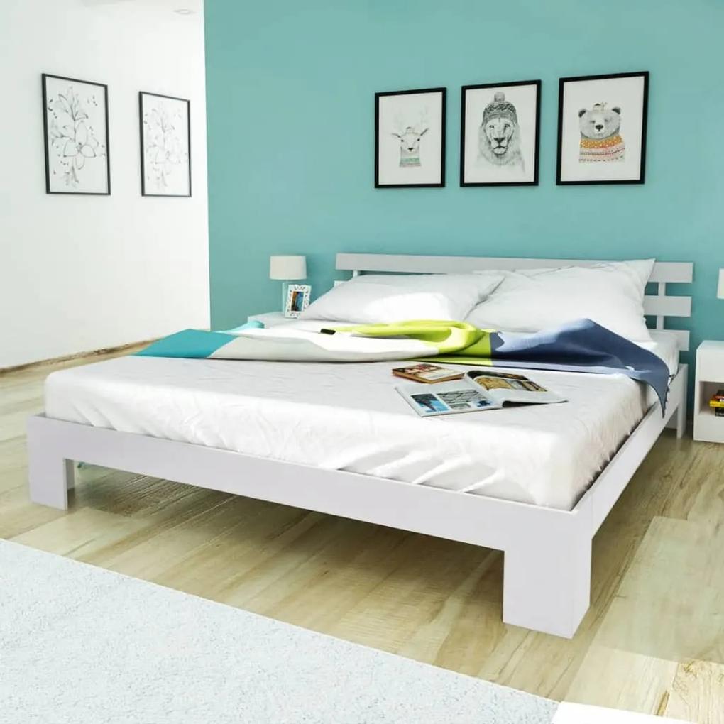 242506 vidaXL Cadru de pat, alb, 160 x 200 cm, lemn de pin masiv