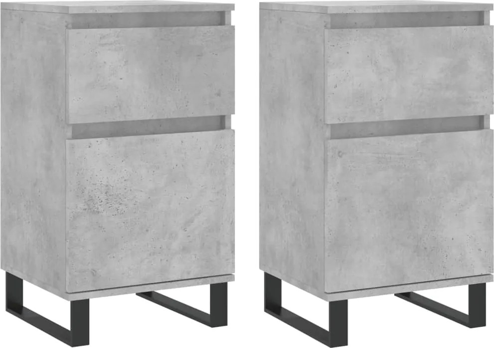 vidaXL Servante, 2 buc., gri beton, 40x35x70 cm, lemn prelucrat