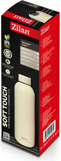 Termos Zilan ZLN9839 tip sticla sport, capacitate 500ml, interior din inox, pereti dublii, crem
