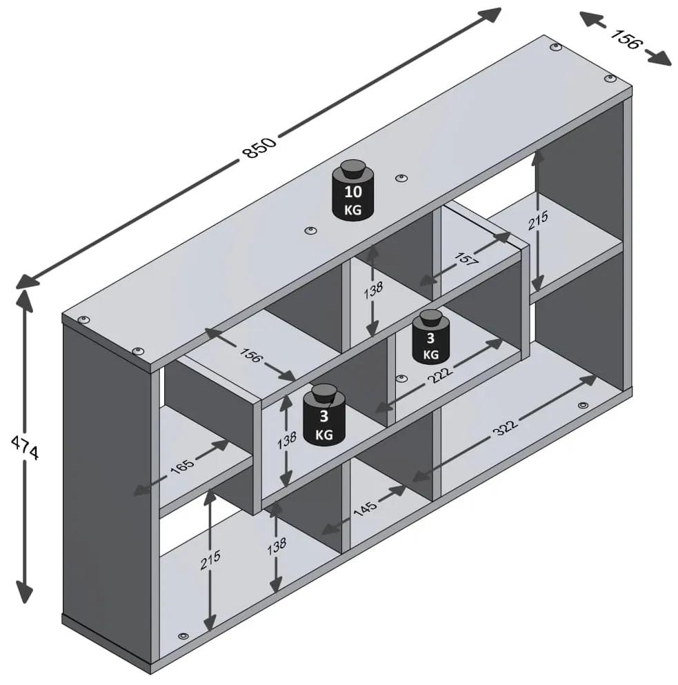 FMD Raft de perete dreptunghiular cu 8 compartimentele, alb 1, Alb