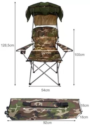 JAKS Scaun de pescuit cu copertină camuflaj Panama