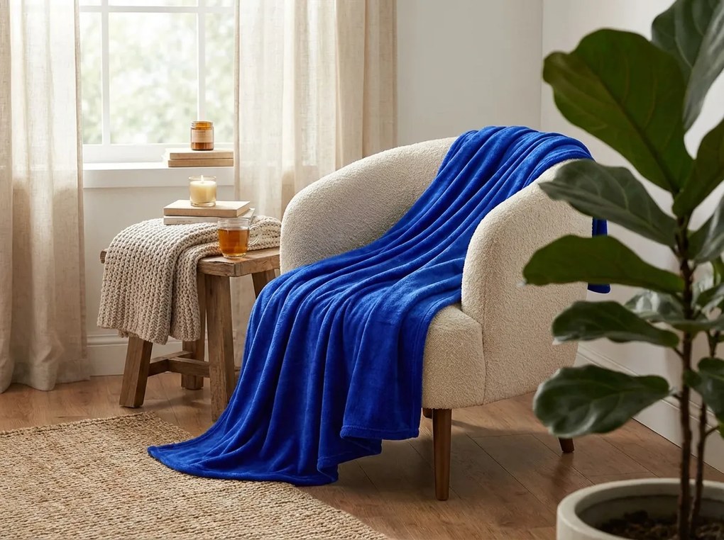 Patura din microplus SOFT, albastru regal Dimensiune: 200 x 220 cm