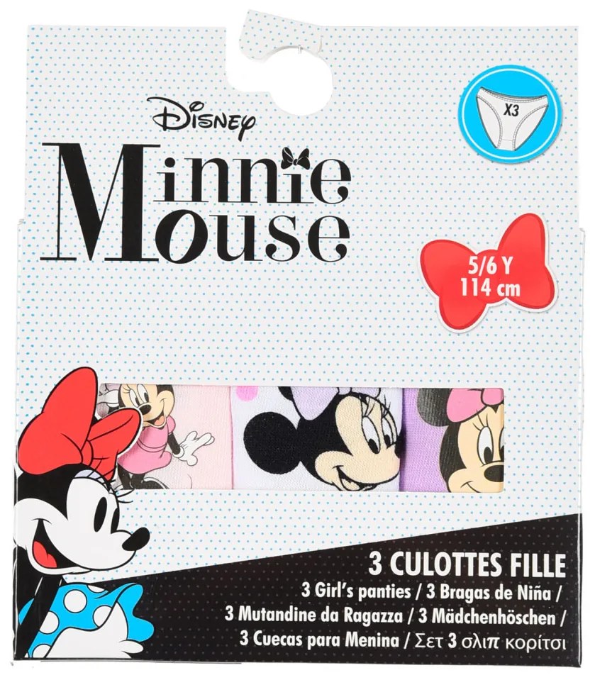 Disney Minnie Purple Dots lenjerie de corp pentru copii, chiloți 3 bucăți/pachet 6 - 8 ani / 116 - 128 cm