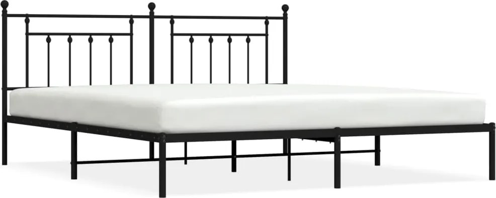 vidaXL Cadru de pat metalic cu tăblie, negru, 200x200 cm