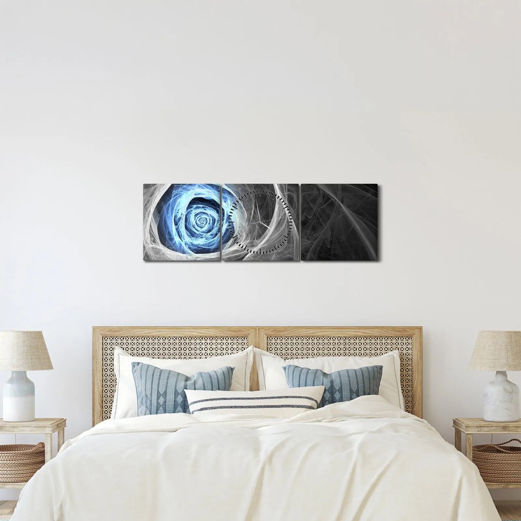 Tablou - Abstract Rose Blue (cu ceas) (90x30 cm)