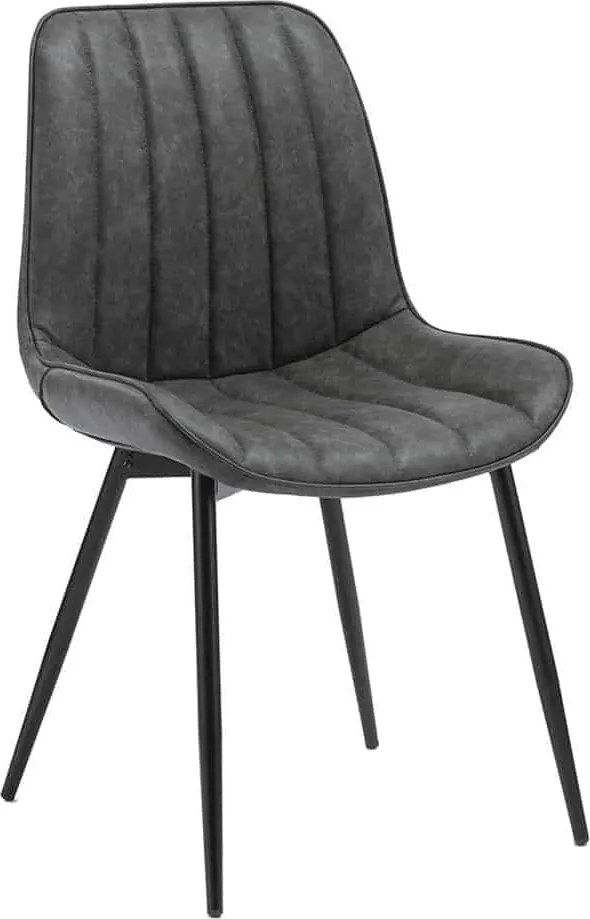 Scaun lemn masiv gri Inchis - Negru, 49 × 85 × 57 cm