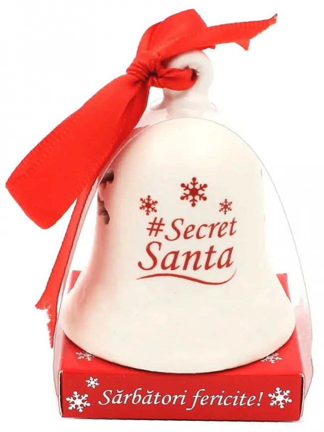 Clopoțel decorativ din ceramică - „#Secret Santa"