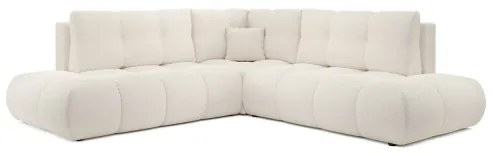 Colțar extensibil ALMADA, tapițat, în L, cu spațiu de depozitare, orientare stânga, bej