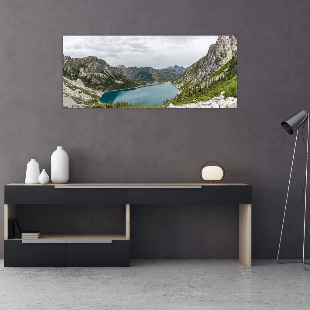 Tablou cu lac în munți (120x50 cm)