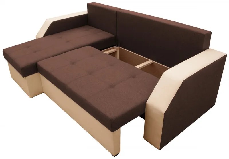 Coltar extensibil Madrid, 226x145x79 cm, 2 lazi depozitare, Reversibil, Maro/Bej