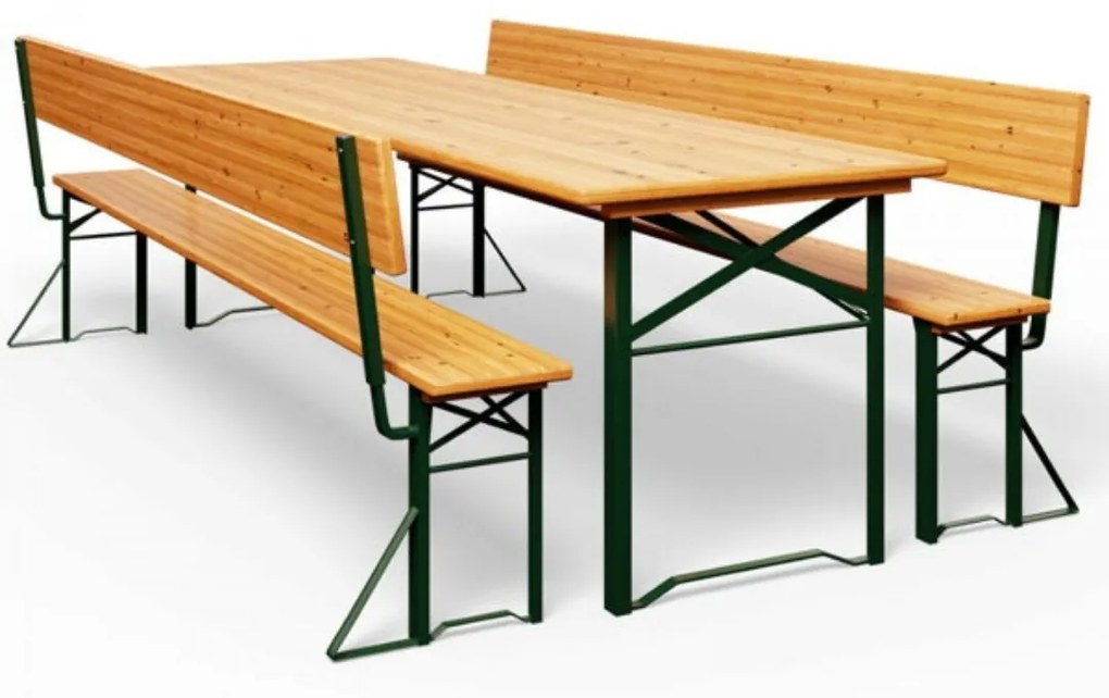 Set de masă pentru bere PRAKTIK cu spătar, 170cm, maro Jurhan