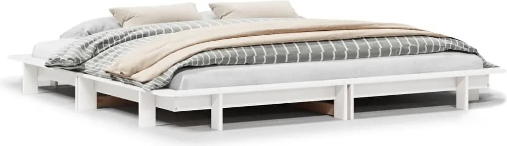 vidaXL Cadru de pat fără saltea, alb, 180x200 cm, lemn masiv pin