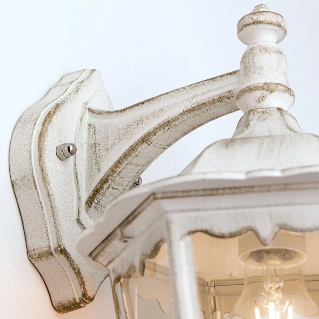 Aplica de perete exterior stil clasic IP43 Puchberg AL 11K/82571 weiß-gold/rauch OR