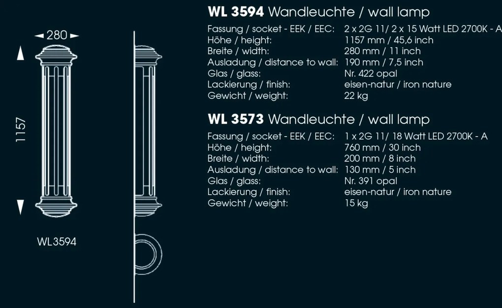 Aplica iluminat exterior din fier forjat, WL 3594