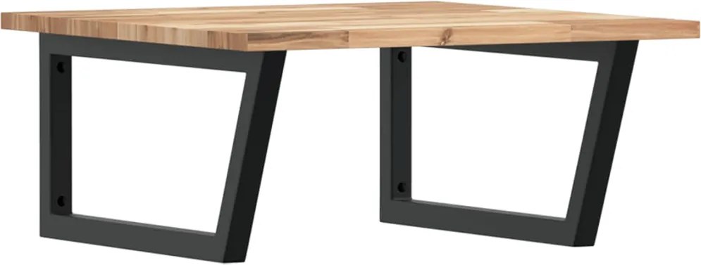 vidaXL Raft pentru lavoar montat pe perete, oțel și lemn masiv acacia