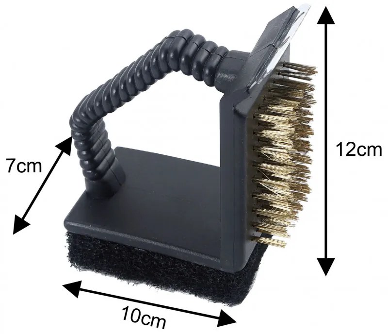Perie de curatat gratar 3in1 Kinghoff KH 1913, 12x10x7 cm, Maner ergonomic, Universal, Negru