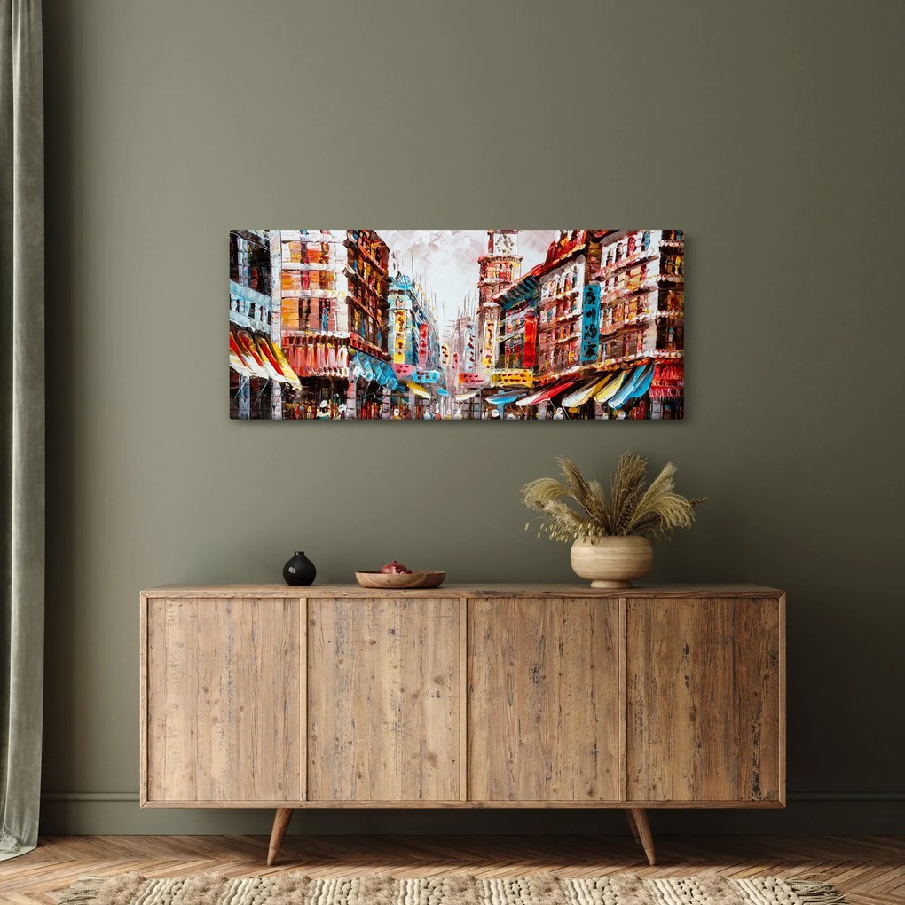 Tablou - Hong Kong, pictură în ulei (120x50 cm)