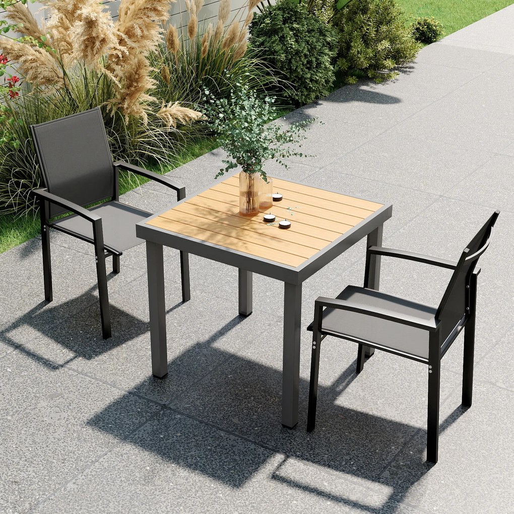 Outsunny Set de 2 Scaune de Grădină cu Cadru din Aluminiu, Plasă Respirabilă și Cotiere, 56x58x89 cm, Gri Închis | Aosom Romania