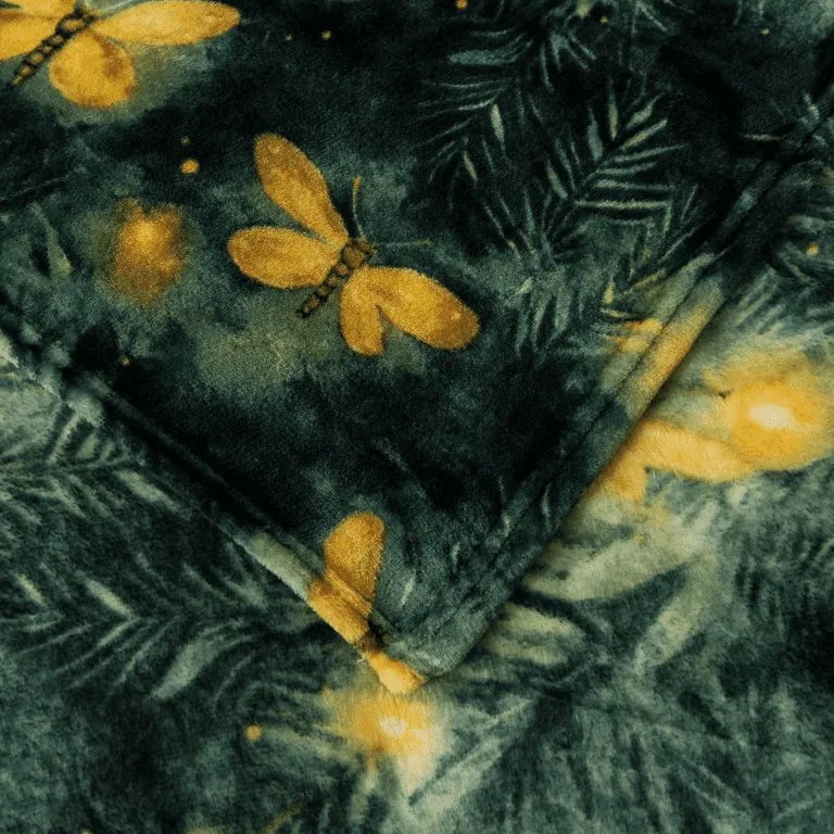 Patura microplus YELLOW BUTTERFLY, verde inchis Dimensiune: 160 x 200 cm