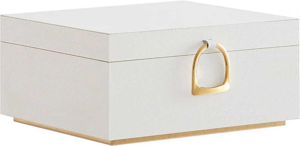 Cutie bijuterii, Songmics, Alb-Auriu, 25.5x22x15.5 cm