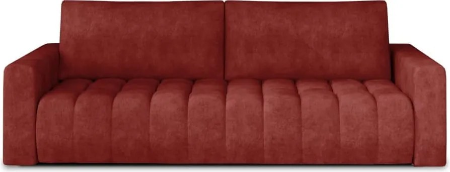 Canapea roșie extensibilă/cu spațiu de depozitare cu tapițerie din catifea 247 cm Lazaro – ELTAP