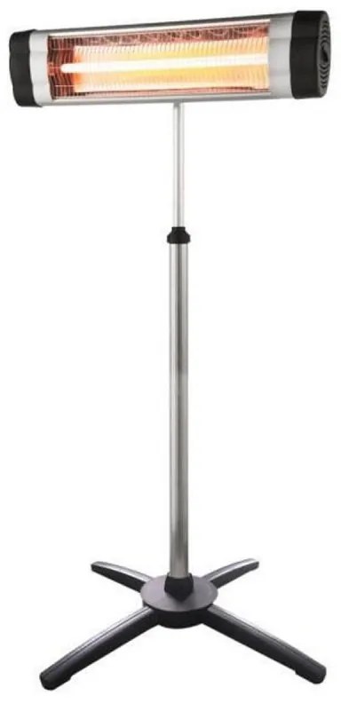 Radiator quartz cu picior ELITE IRH-0432, 2500W, 20 m², Baza reglabila, Infrarosu, IP-34, Termostat reglabil, Negru/Gri