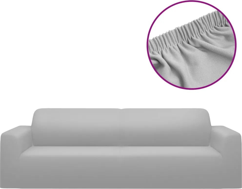 vidaXL Husă elastică pentru canapea cu 3 locuri poliester jerseu, gri