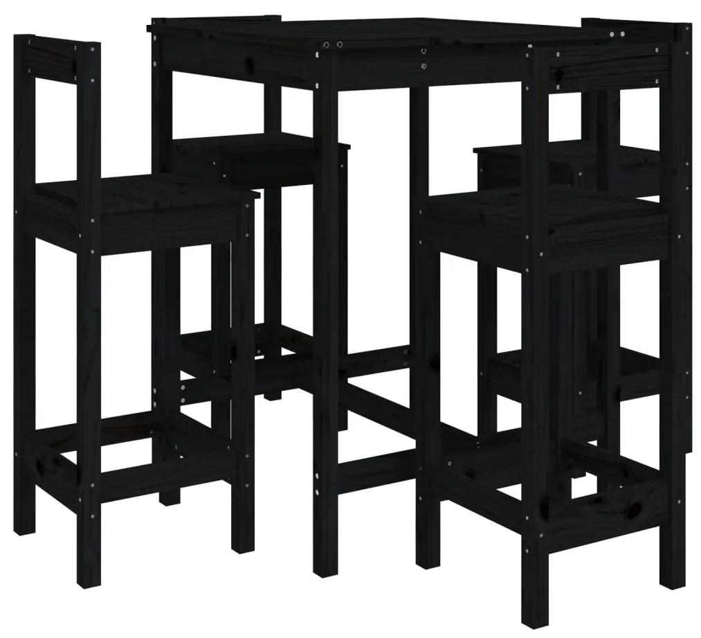 3154744 vidaXL Set mobilier bar de grădină, 5 piese, negru, lemn masiv de pin