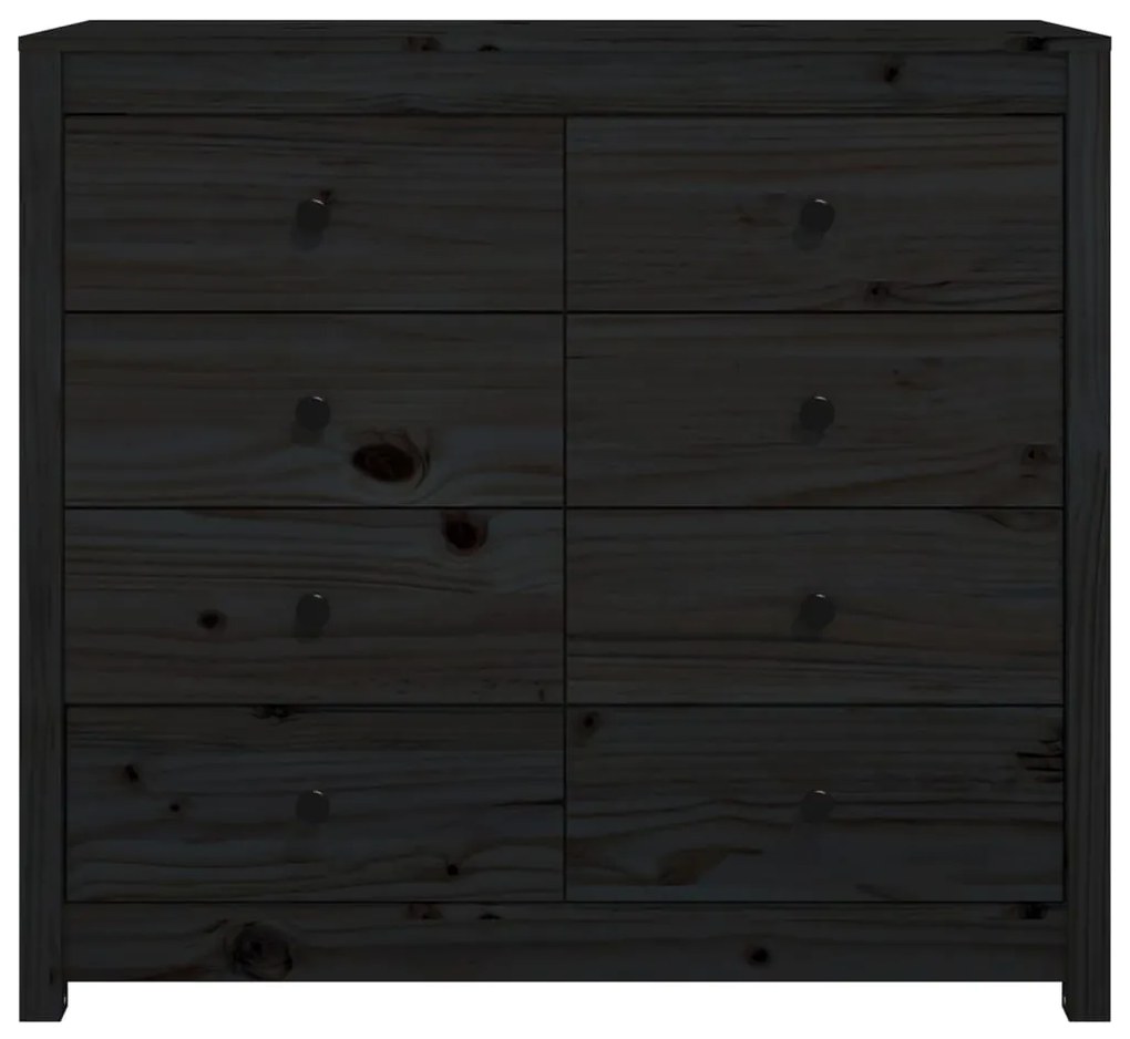 Dulap lateral, negru, 100x40x90 cm, lemn masiv de pin 1, Negru, 100 x 40 x 90 cm