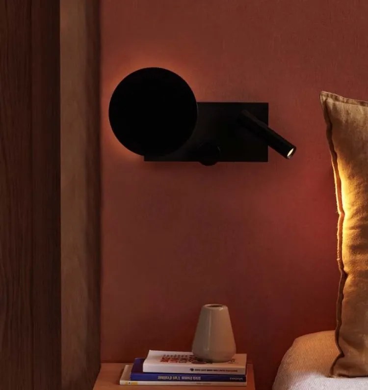 Aplica perete ambientala cu reader LED KLEE negru stanga