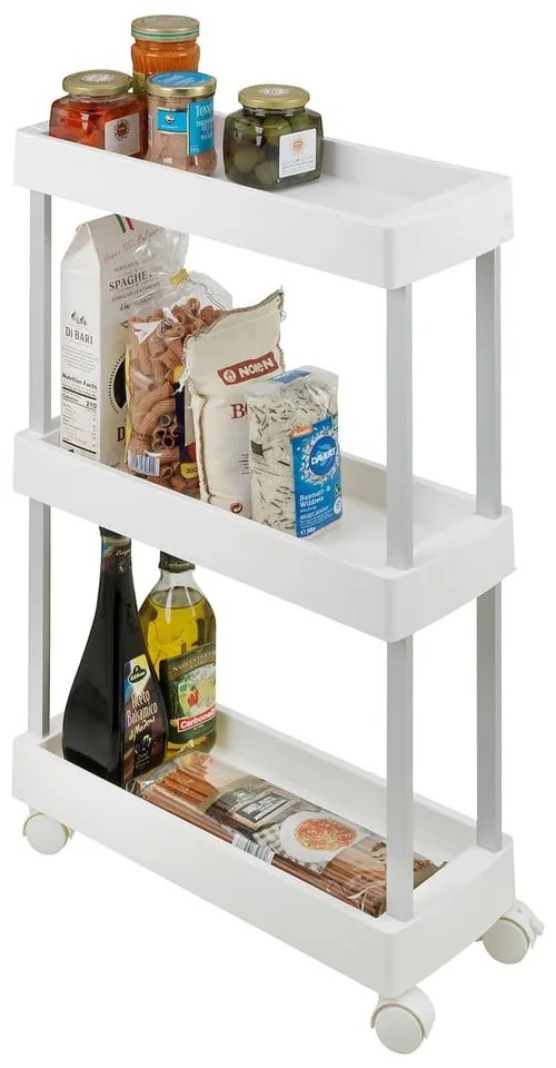 Etajeră pe roți albă din plastic 45x80 cm Mino – Wenko